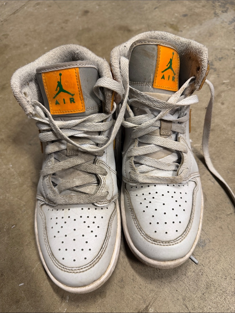 Jordan Kids White High-Top Sneakers with Orange Logo Patch